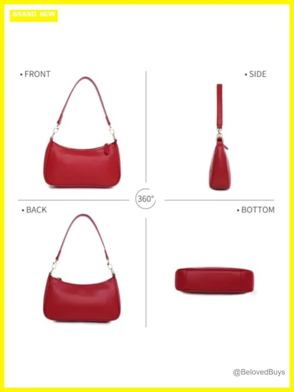 Faux Leather Hobo Crossbody Bag with Zipper Closure and Removable Straps